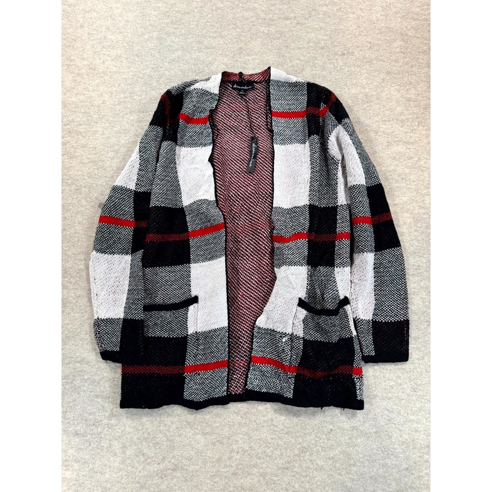 Alison Andrews Cardigan Sweater Womens Medium Multicolor Open Front Plaid